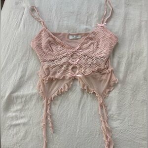 TIC TOC Pink Lace Crop Cami Top